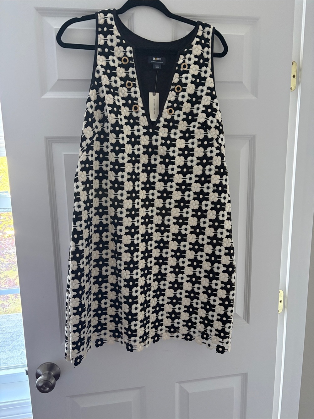 Mauve Black and White Floral Dress
